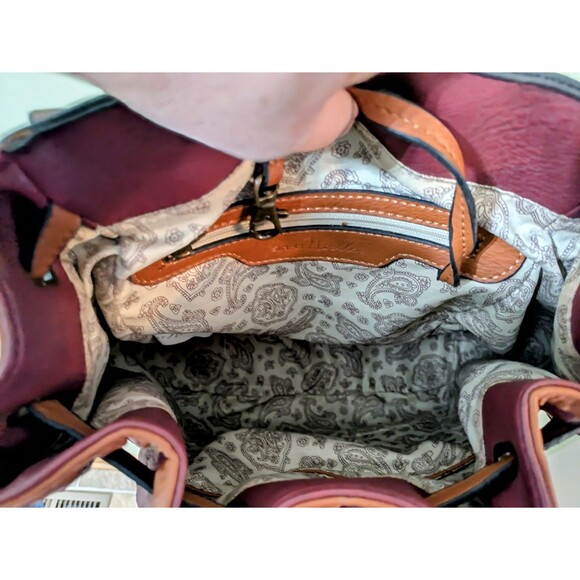 Simply Noelle Large Red/Brown Woven  Backpack Purse Beautiful Heavy Leather! main image 7
